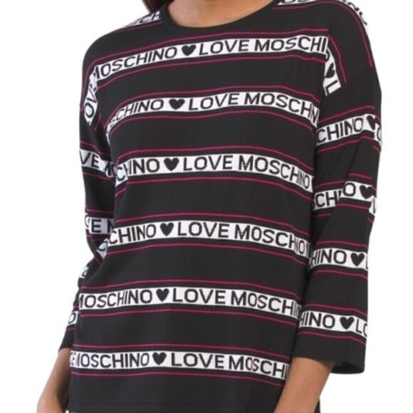NWT Love MOSCHINO STRIP LOGO DETAILS WOMAN SWEATER SIZE US XL - Picture 6 of 11